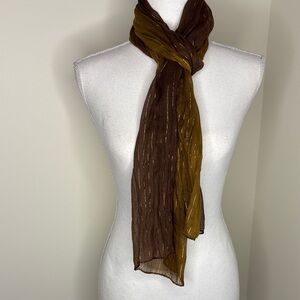 Elegant Brown and Gold Metallic Scarf